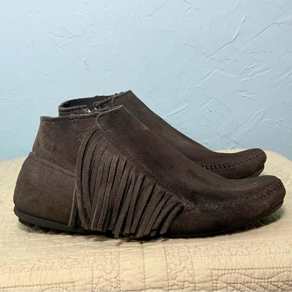 MINNETONKA Bootie Mocassins - Ankle - Fringe - Side Zip Women's SZ 7.5M
